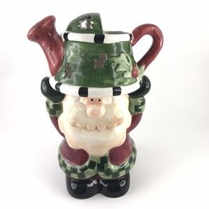 Cobble Creek Ceramic Santa Gardener 2 PC Votive Candle Holder 8" Tall
